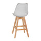 White LeatherSoft/Natural Frame |#| 2 Pack Commercial Wood Frame Plastic Barstools with LeatherSoft Seat-White/Oak