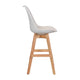 White LeatherSoft/Natural Frame |#| 2 Pack Commercial Wood Frame Plastic Barstools with LeatherSoft Seat-White/Oak