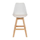White LeatherSoft/Natural Frame |#| 2 Pack Commercial Wood Frame Plastic Barstools with LeatherSoft Seat-White/Oak