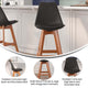 Black LeatherSoft/Walnut Frame |#| 2 Pack Commercial Wood Frame Plastic Barstools - LeatherSoft Seat-Black/Walnut