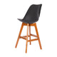 Black LeatherSoft/Walnut Frame |#| 2 Pack Commercial Wood Frame Plastic Barstools - LeatherSoft Seat-Black/Walnut