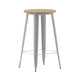 Brown/Silver |#| 23.75inch RD Commercial Poly Bar Top Restaurant Table with Steel Frame-Brown/Silver