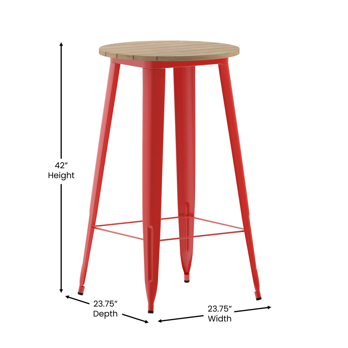 Brown/Red |#| 23.75inch RD Commercial Poly Bar Top Restaurant Table with Steel Frame-Brown/Red
