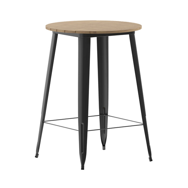 Brown/Black |#| 30inch RD Commercial Poly Bar Top Restaurant Table with Steel Frame-Brown/Black