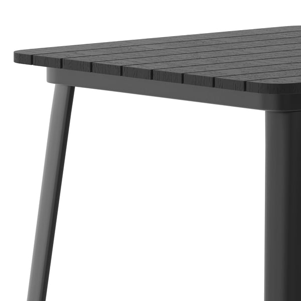 Black |#| 31.5inch SQ Commercial Poly Bar Top Restaurant Table with Steel Frame-Black/Black