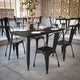 Black |#| 30x60 Commercial Poly Resin Restaurant Table with Umbrella Hole - Black/Black