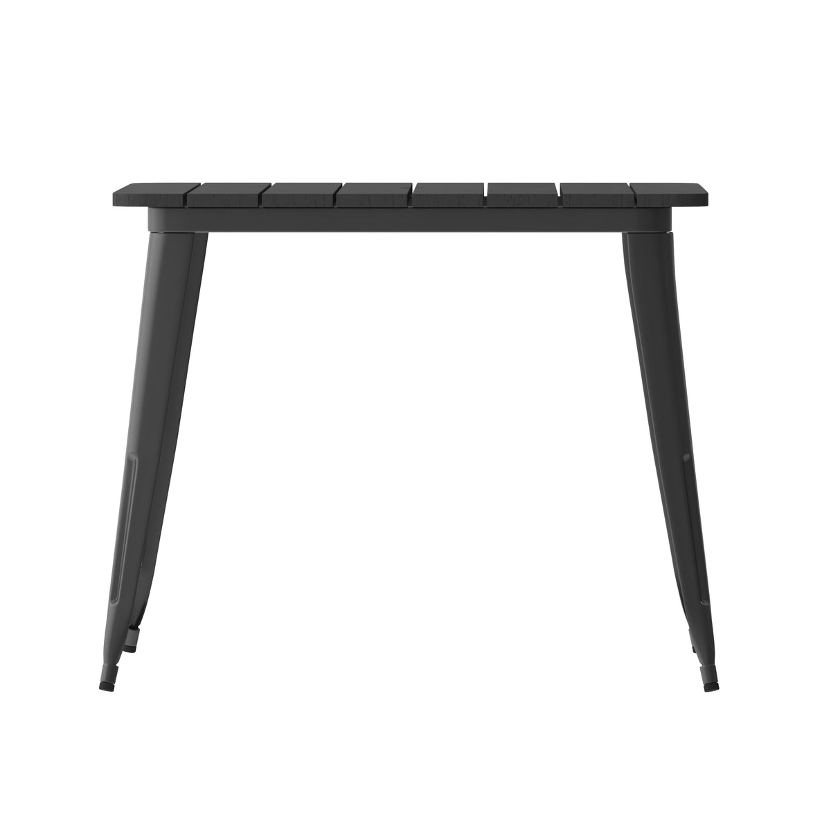 Black |#| 36inch SQ Commercial Poly Resin Restaurant Table with Umbrella Hole - Black/Black