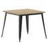 Declan Commercial Indoor/Outdoor Dining Table with Umbrella Hole, 36" Square All Weather Poly Resin Top and Steel Base