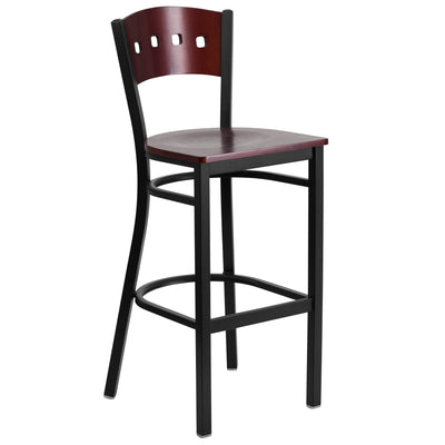 Decorative 4 Square Back Metal Restaurant Barstool - View 1