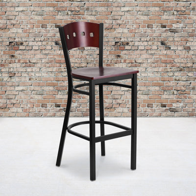 Decorative 4 Square Back Metal Restaurant Barstool - View 2