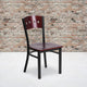 Mahogany Wood Back/Mahogany Wood Seat/Black Metal Frame |#| Black 4 Square Back Metal Restaurant Chair - Mahogany Wood Back & Seat