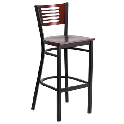 Decorative Slat Back Metal Restaurant Barstool - View 1