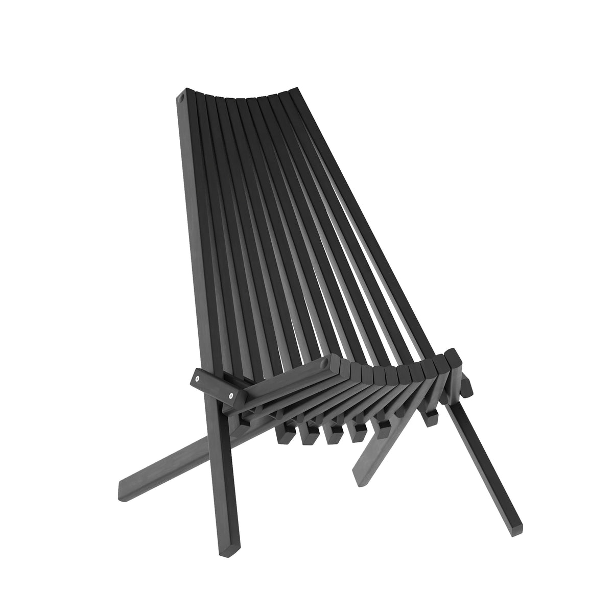 Black |#| Commercial Indoor/Outdoor Low Profile Acacia Wood Patio Folding Chair in Black