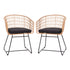 Devon Set of 2 Indoor/Outdoor Patio Boho Club Chairs, Rope with PE Wicker Rattan, Cushions and Sled Base