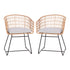 Devon Set of 2 Indoor/Outdoor Patio Boho Club Chairs, Rope with PE Wicker Rattan, Cushions and Sled Base