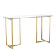 Clear Top/Polished Brass Frame |#| Tempered Glass Top Home Office Desk with Steel Frame in Polished Brass