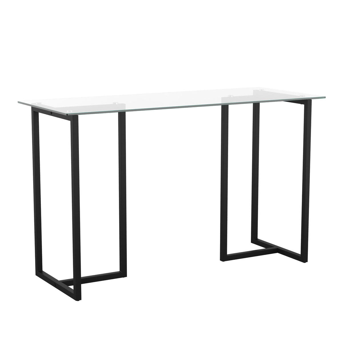 Clear Top/Oil Rubbed Bronze Frame |#| Tempered Glass Top Home Office Desk with Steel Frame in Oil Rubbed Bronze