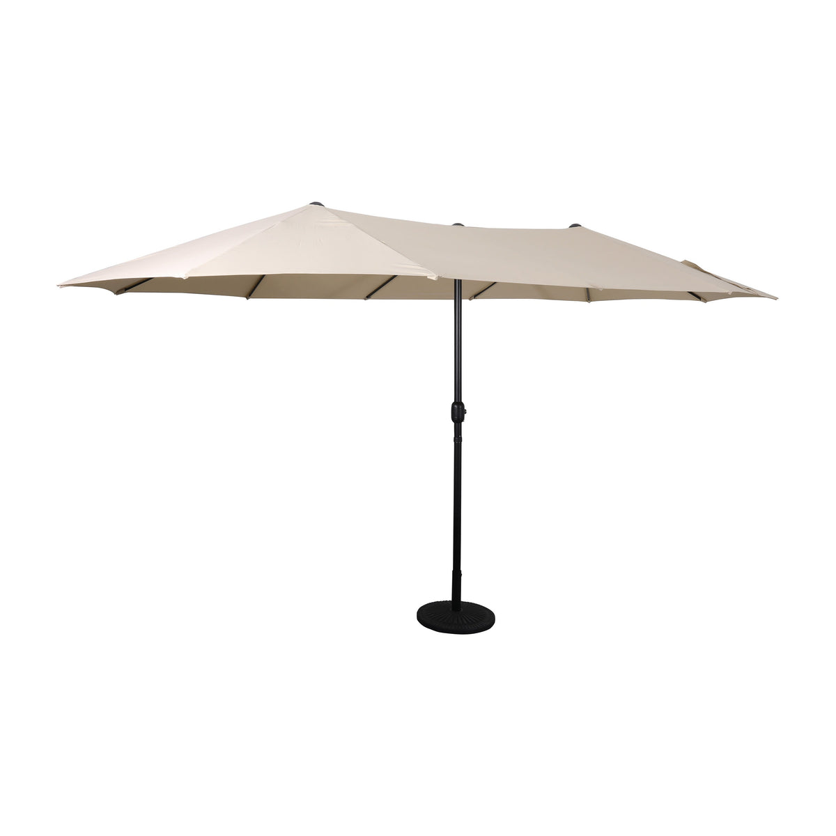 Tan |#| Tan Commercial 15 FT Triple Head Patio Umbrella with Crank and Tilt Functions