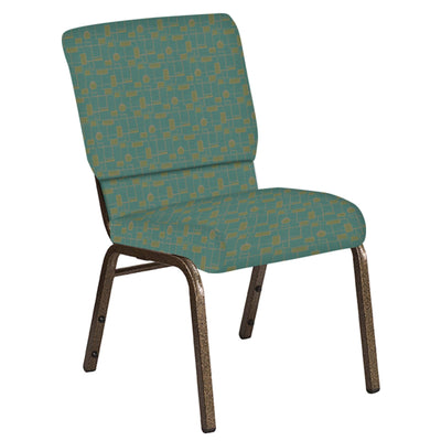 Embroidered 18.5''W Church Chair in Circuit Fabric - Gold Vein Frame - View 1