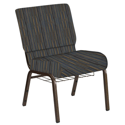 Embroidered 21''W Church Chair in Canyon Fabric with Book Rack - Gold Vein Frame - View 1