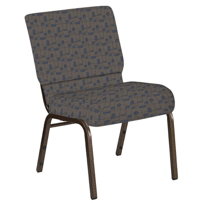 Embroidered 21''W Church Chair in Circuit Fabric - Gold Vein Frame - View 1