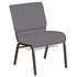 Embroidered 21''W Church Chair in Ribbons Fabric with Book Rack - Gold Vein Frame