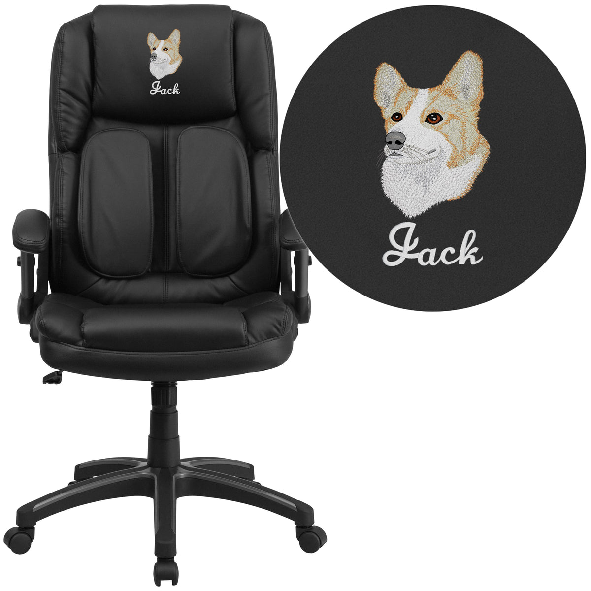 EMB Extreme Comfort High Back Black LeatherSoft Ergonomic Chair w/Flip-Up Arms
