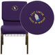 Royal Purple Fabric/Gold Vein Frame |#| EMB 18.5inchW Church Chair in Royal Purple Fabric w/Cup Book Rack-Gold Vein Frame