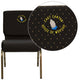 Black Dot Patterned Fabric/Gold Vein Frame |#| EMB 21inchW Stacking Church Chair in Black Dot Patterned Fabric - Gold Vein Frame