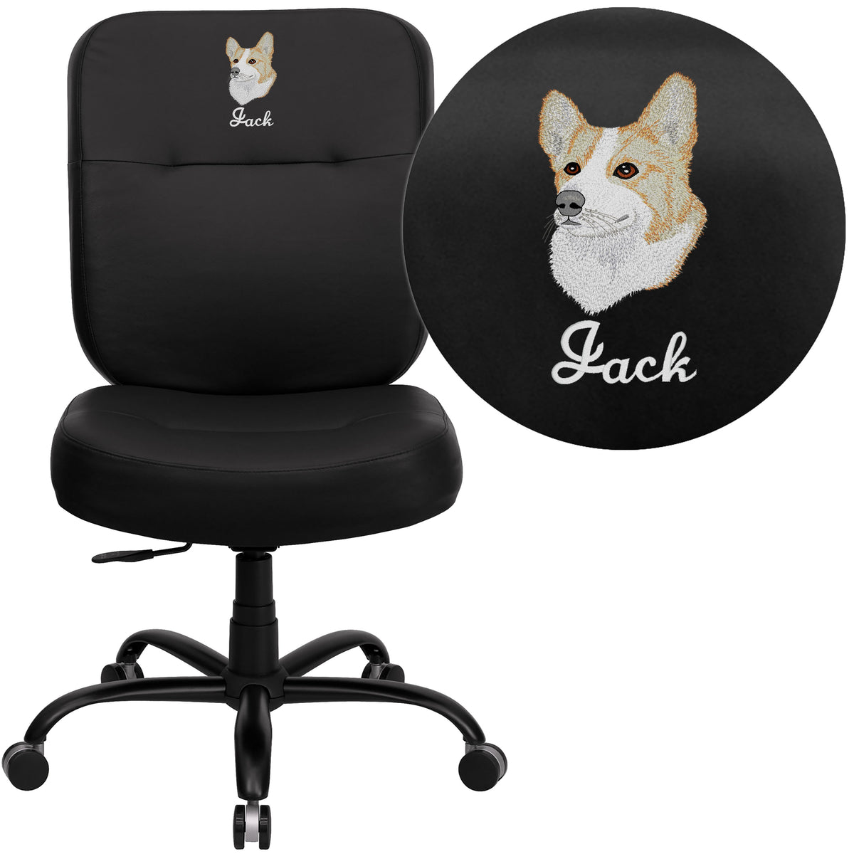Black LeatherSoft |#| EMB Big & Tall 400 lb. Rated High Back Black LeatherSoft Ergonomic Chair