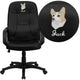 Embroidered High Back Black Glove Vinyl Executive Swivel Office Chair with Arms