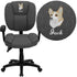 Embroidered Mid-Back Multifunction Swivel Ergonomic Task Office Chair with Pillow Top Cushioning and Adjustable Arms