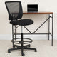 Mid-Back Mesh Drafting Chair with Black Fabric Seat and Adjustable Foot Ring