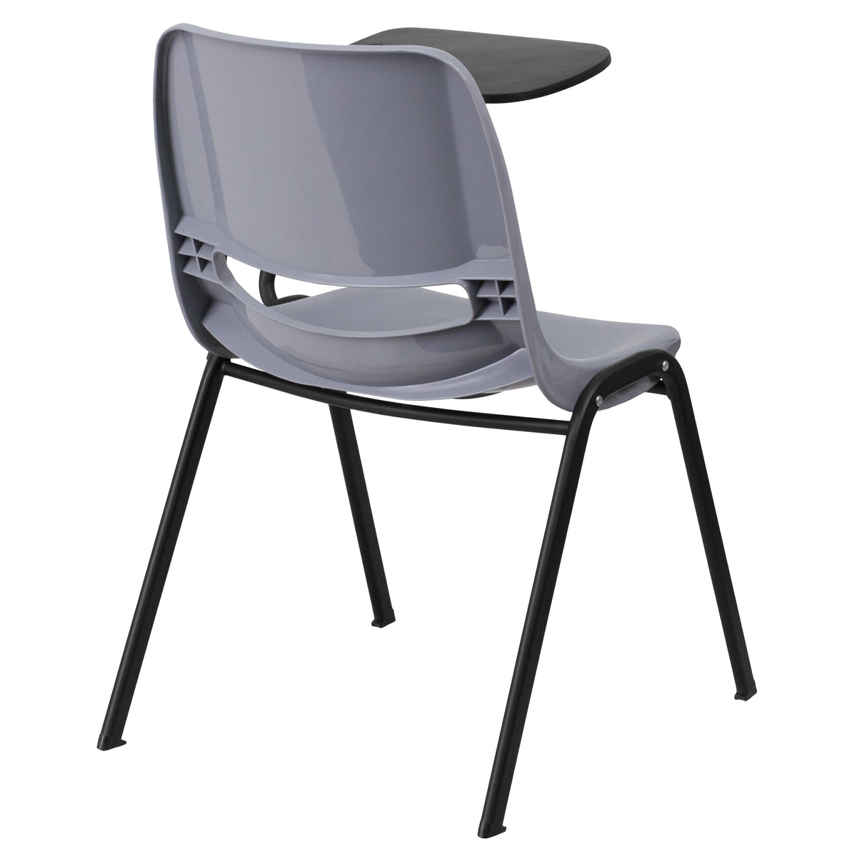 Gray |#| Gray Ergonomic Shell Chair with Left Handed Flip-Up Tablet Arm