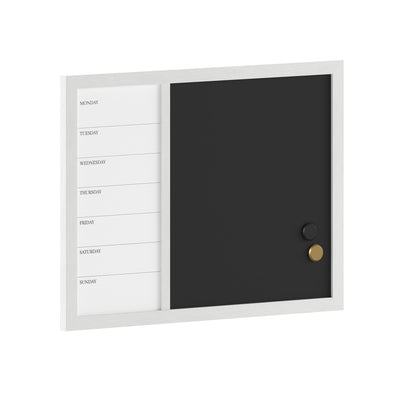 Everette Magnetic Weekly Calendar Dry Erase Board and Chalk Board with Liquid Chalk Marker and Magnets, Woodgrain Frame