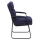 Navy Microfiber |#| Navy Microfiber Executive Side Reception Chair with Lumbar Support and Sled Base