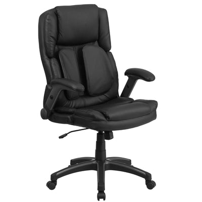 Extreme Comfort High Back LeatherSoft Executive Swivel Ergonomic Office Chair with Flip-Up Arms