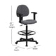 Gray |#| Gray Fabric Swivel Drafting Chair with Adjustable Height and Arms - Home Office