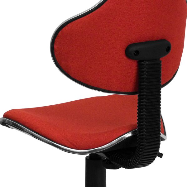 Red |#| Red Fabric Low Back Swivel Ergonomic Task Office Chair with Adjustable Height