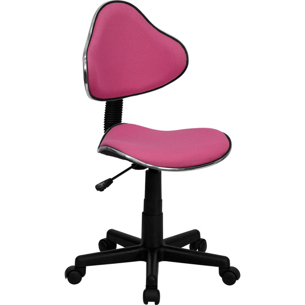 Pink |#| Pink Fabric Low Back Swivel Ergonomic Task Office Chair with Adjustable Height