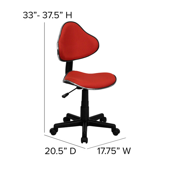 Red |#| Red Fabric Low Back Swivel Ergonomic Task Office Chair with Adjustable Height