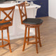 Black Vinyl/Antique Oak Frame |#| Commercial Wooden Swivel Bar Stools - Antique Oak/Black LeatherSoft