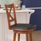 Black Vinyl/Antique Oak Frame |#| Commercial Wooden Swivel Bar Stools - Antique Oak/Black LeatherSoft