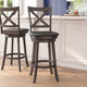 Black Vinyl/Gray Wash Walnut Frame |#| Commercial Wooden Swivel Bar Stools - Gray Wash Walnut/Black LeatherSoft