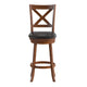 Black Vinyl/Antique Oak Frame |#| Commercial Wooden Swivel Bar Stools - Antique Oak/Black LeatherSoft