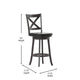 Black Vinyl/Gray Wash Walnut Frame |#| Commercial Wooden Swivel Bar Stools - Gray Wash Walnut/Black LeatherSoft