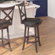 Black Vinyl/Gray Wash Walnut Frame |#| Commercial Wooden Swivel Bar Stools - Gray Wash Walnut/Black LeatherSoft