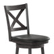 Black Vinyl/Gray Wash Walnut Frame |#| Commercial Wooden Swivel Bar Stools - Gray Wash Walnut/Black LeatherSoft