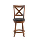 Black Vinyl/Antique Oak Frame |#| Commercial Wooden Swivel Counter Stools - Antique Oak/Black LeatherSoft