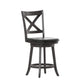 Black Vinyl/Gray Wash Walnut Frame |#| Commercial Wooden Swivel Counter Stools - Gray Wash Walnut/Black LeatherSoft